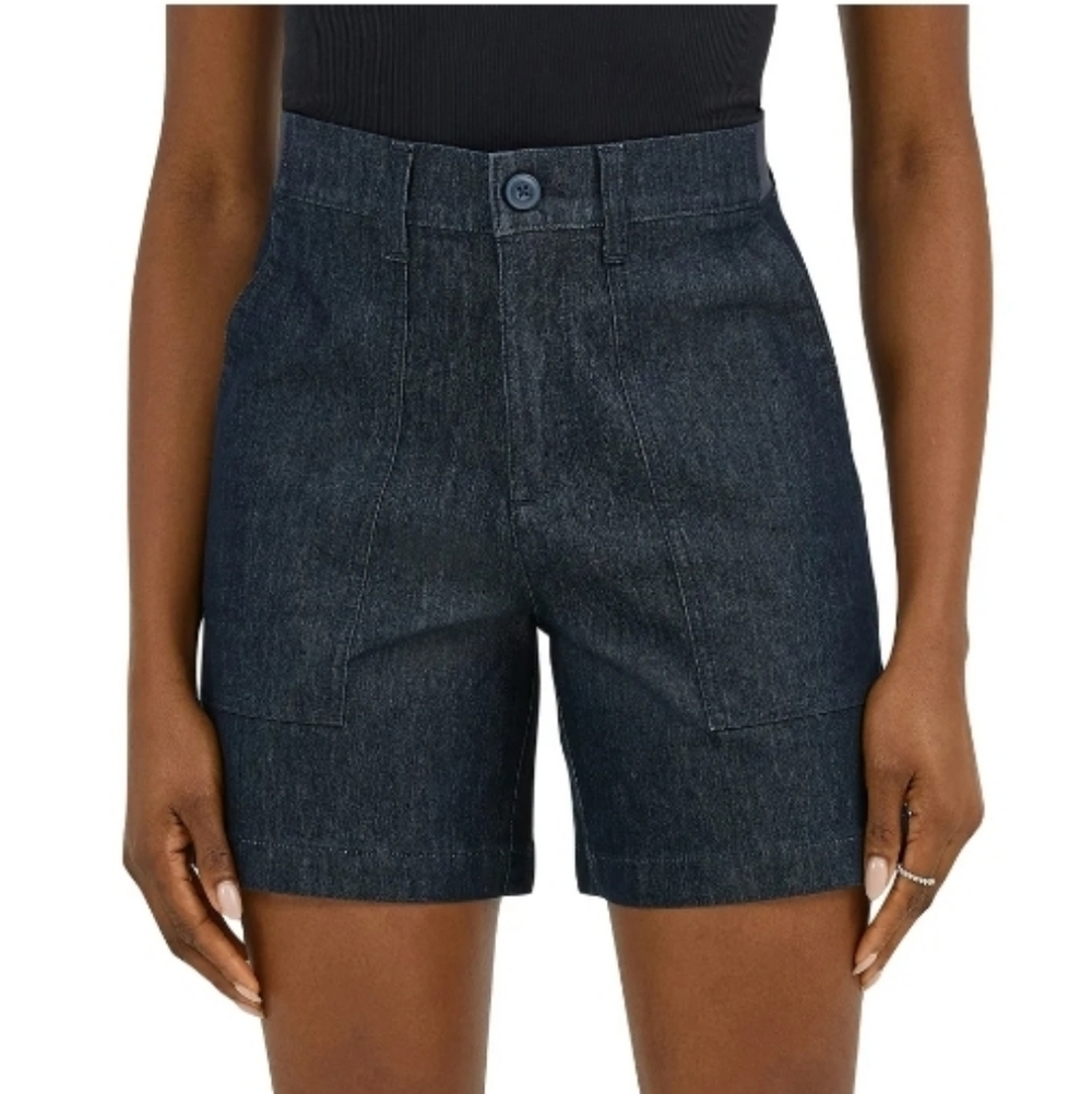 LEE Fresno Womens Jean Shorts Comfort Waistband Blue Dark Wash High Rise Size 14
